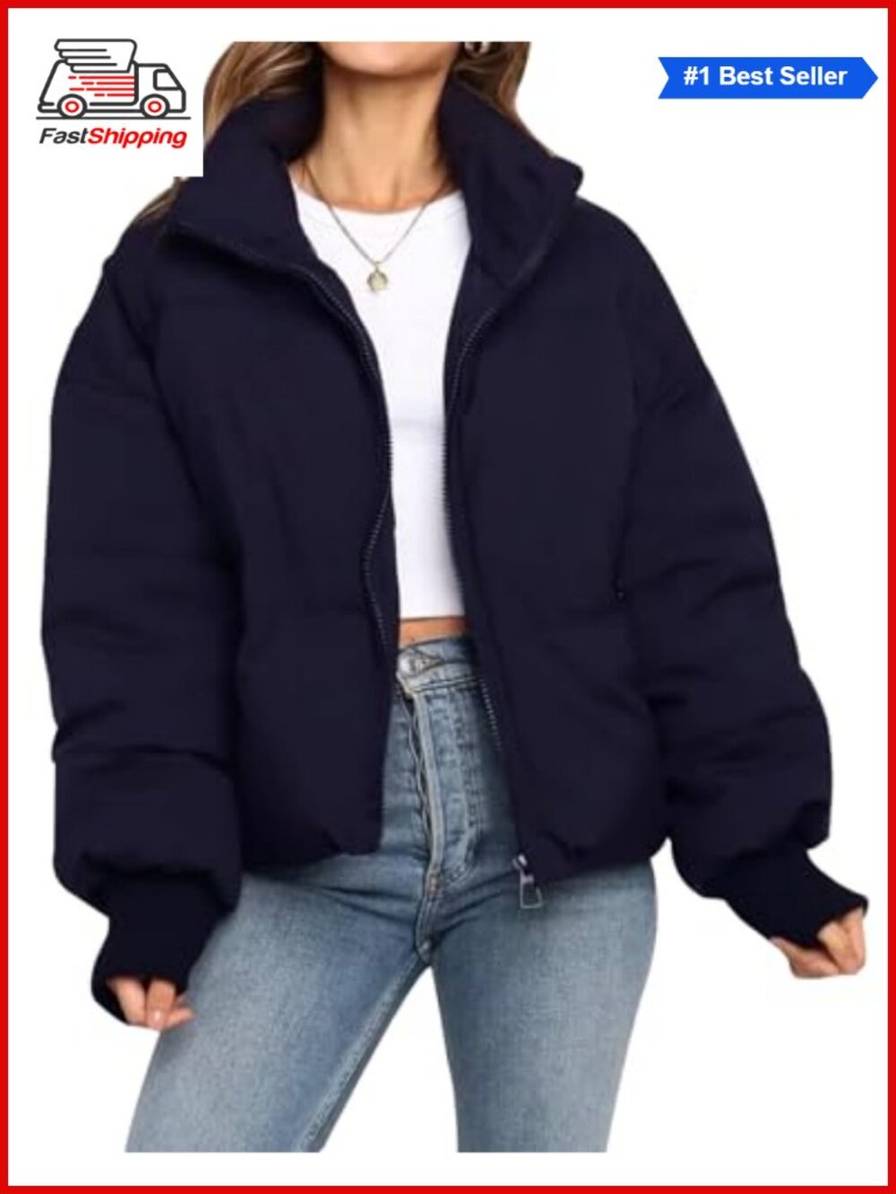 ✨ Gihuo Women's Cropped Puffer Jacket Quilted Winter Coat Zip Front Loose Fit